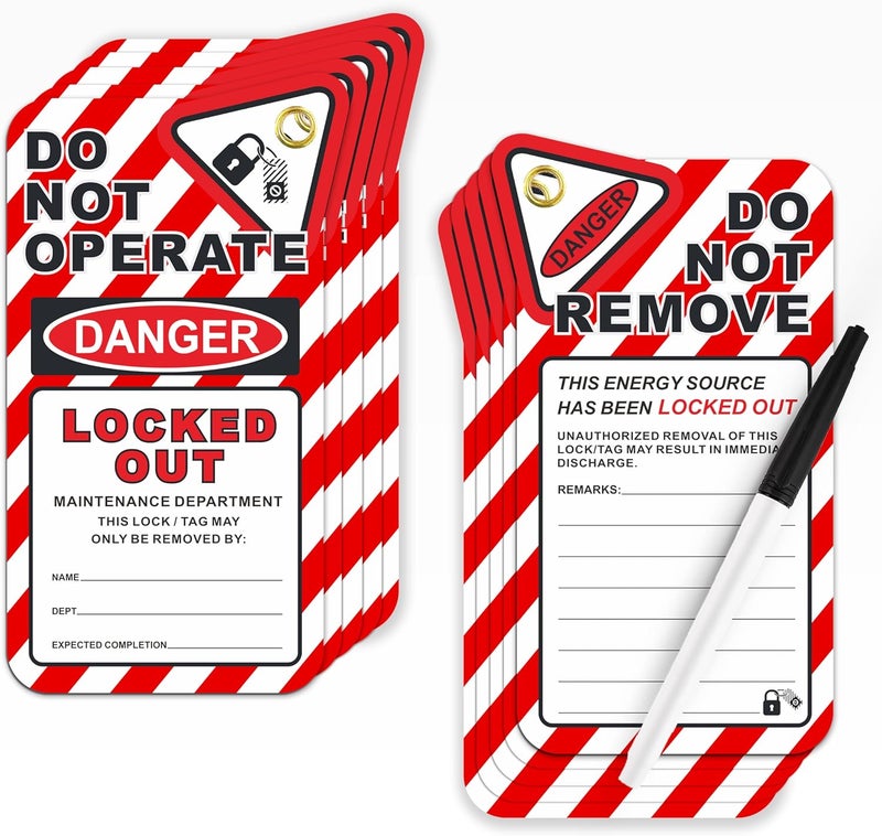 Fiivas Lockout Tagout Tags, Electrical Lockout Tags with Zip Ties, OSHA Loto Tag Repair Cards, Danger Do Not Operate Labels Checklist for Equipment 10 Pack - Image 1